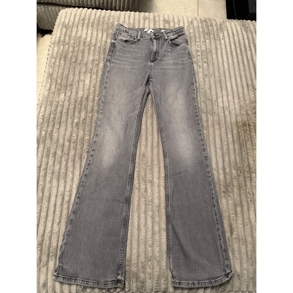 Forever 21 Premium High Rise Flare Jeans Gray Washed Denim Size 28